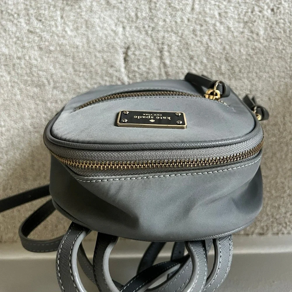 Kate‎ Spade New York Gray Nylon Mini Backpack Bag Travel Purse